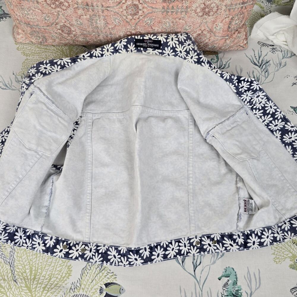 80s GUESS Georges Marciano Daisies High Rise Denim Jean Shorts Vest Set USA - Picture 8 of 13